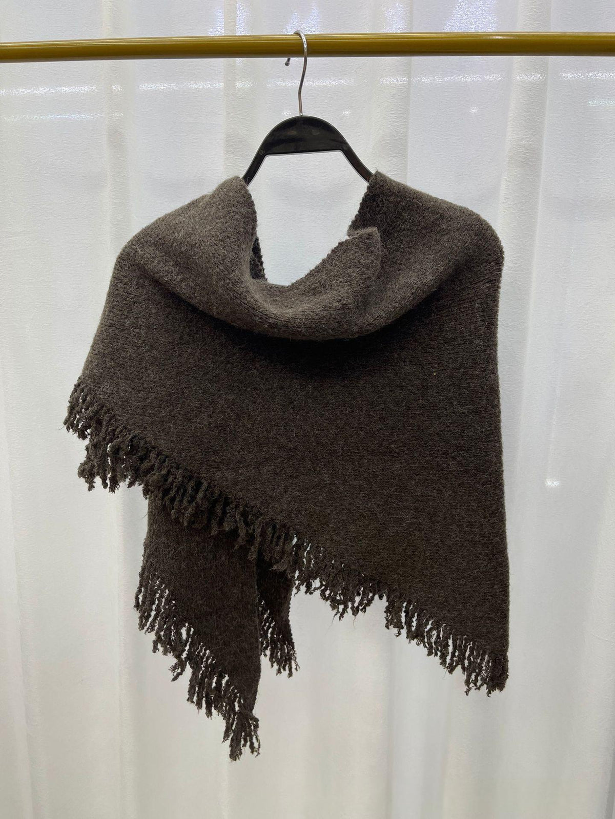 Acrylic Knit Triangle Shawl with Tassels – Wool-Look Scarf, 7 Colors