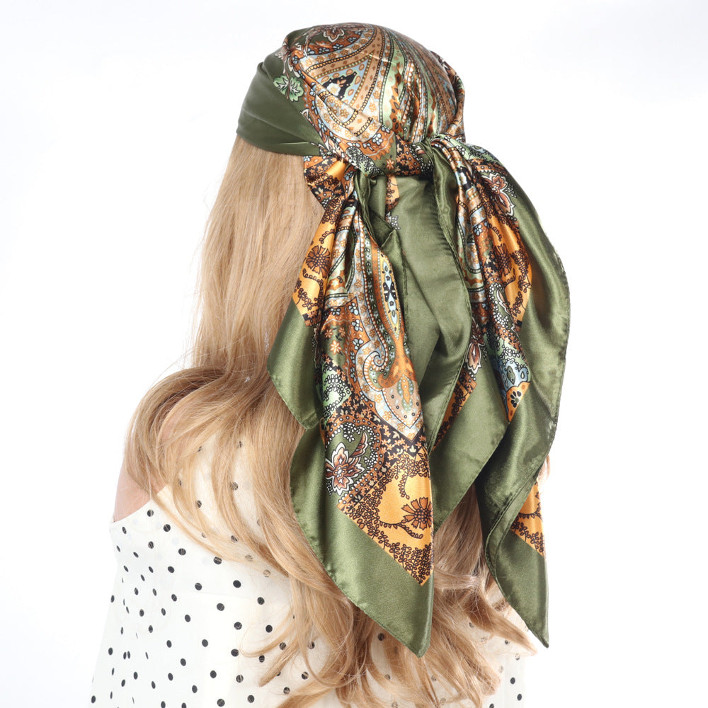 Cloud Print Square Scarf – Headscarf, 90 × 90 cm, 12 Colors
