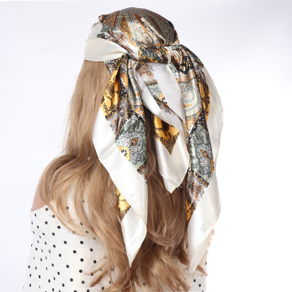 Cloud Print Square Scarf – Headscarf, 90 × 90 cm, 12 Colors