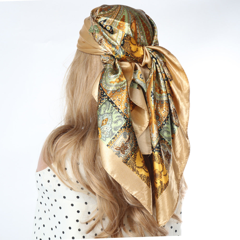Cloud Print Square Scarf – Headscarf, 90 × 90 cm, 12 Colors