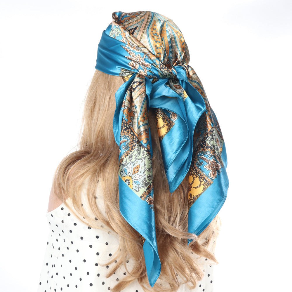 Cloud Print Square Scarf – Headscarf, 90 × 90 cm, 12 Colors