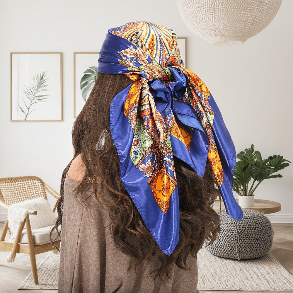 Cloud Print Square Scarf – Headscarf, 90 × 90 cm, 12 Colors