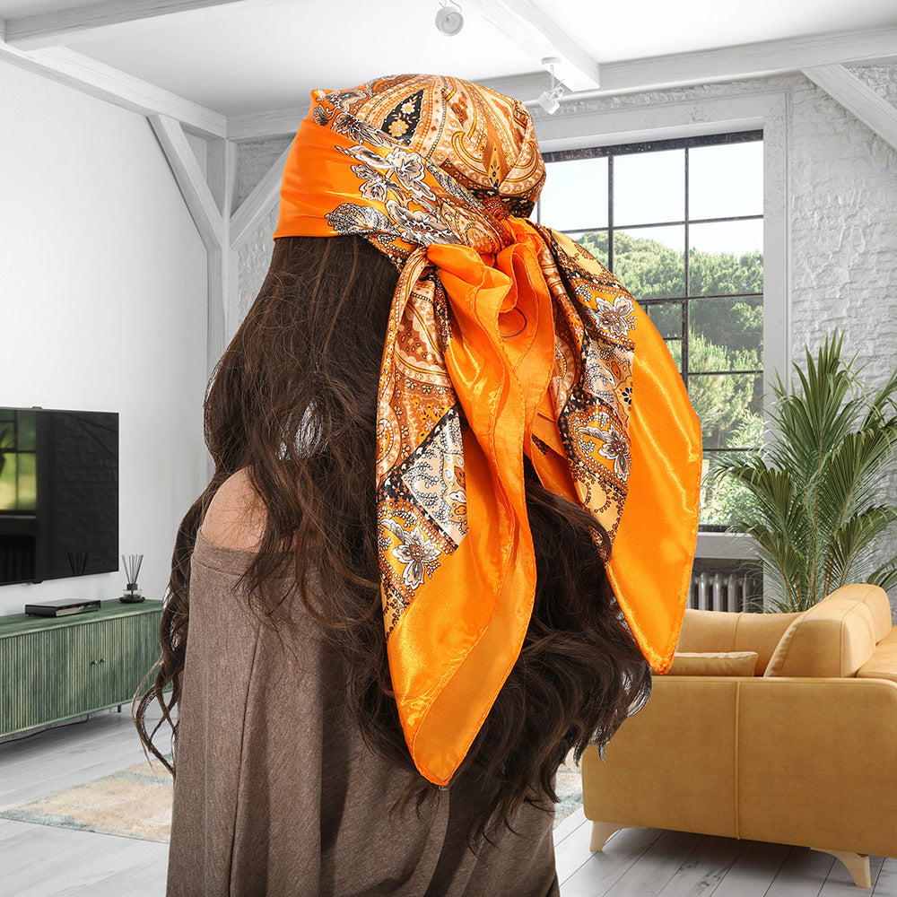 Cloud Print Square Scarf – Headscarf, 90 × 90 cm, 12 Colors
