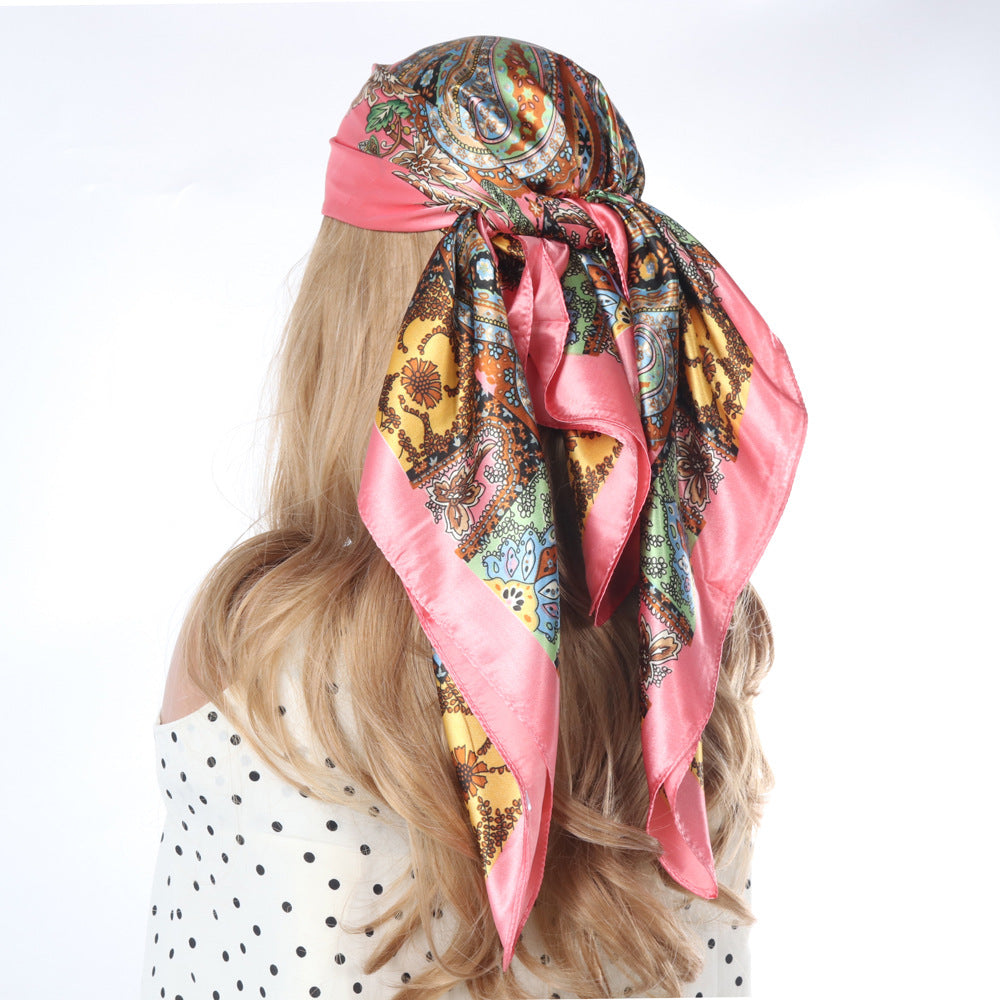 Cloud Print Square Scarf – Headscarf, 90 × 90 cm, 12 Colors