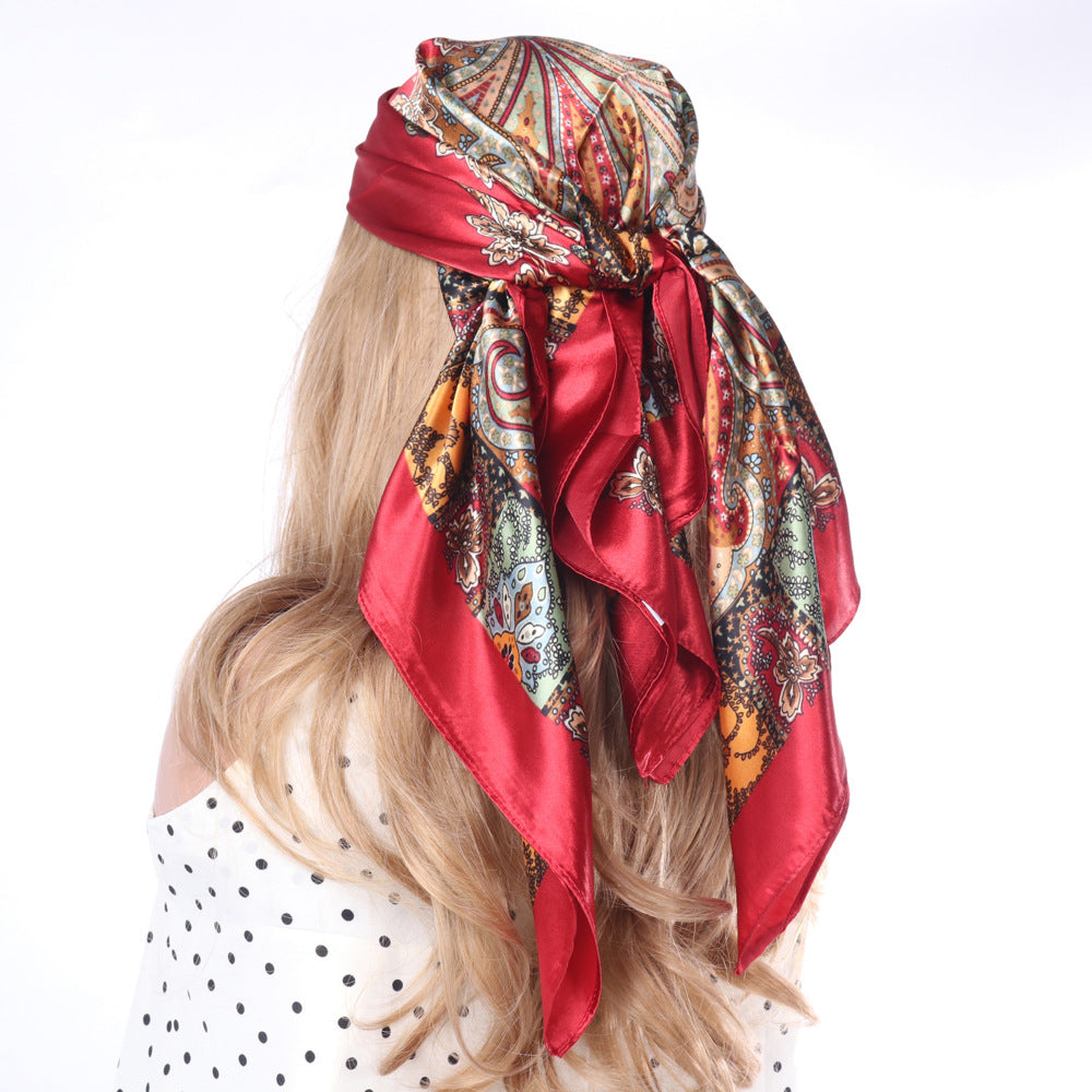Cloud Print Square Scarf – Headscarf, 90 × 90 cm, 12 Colors