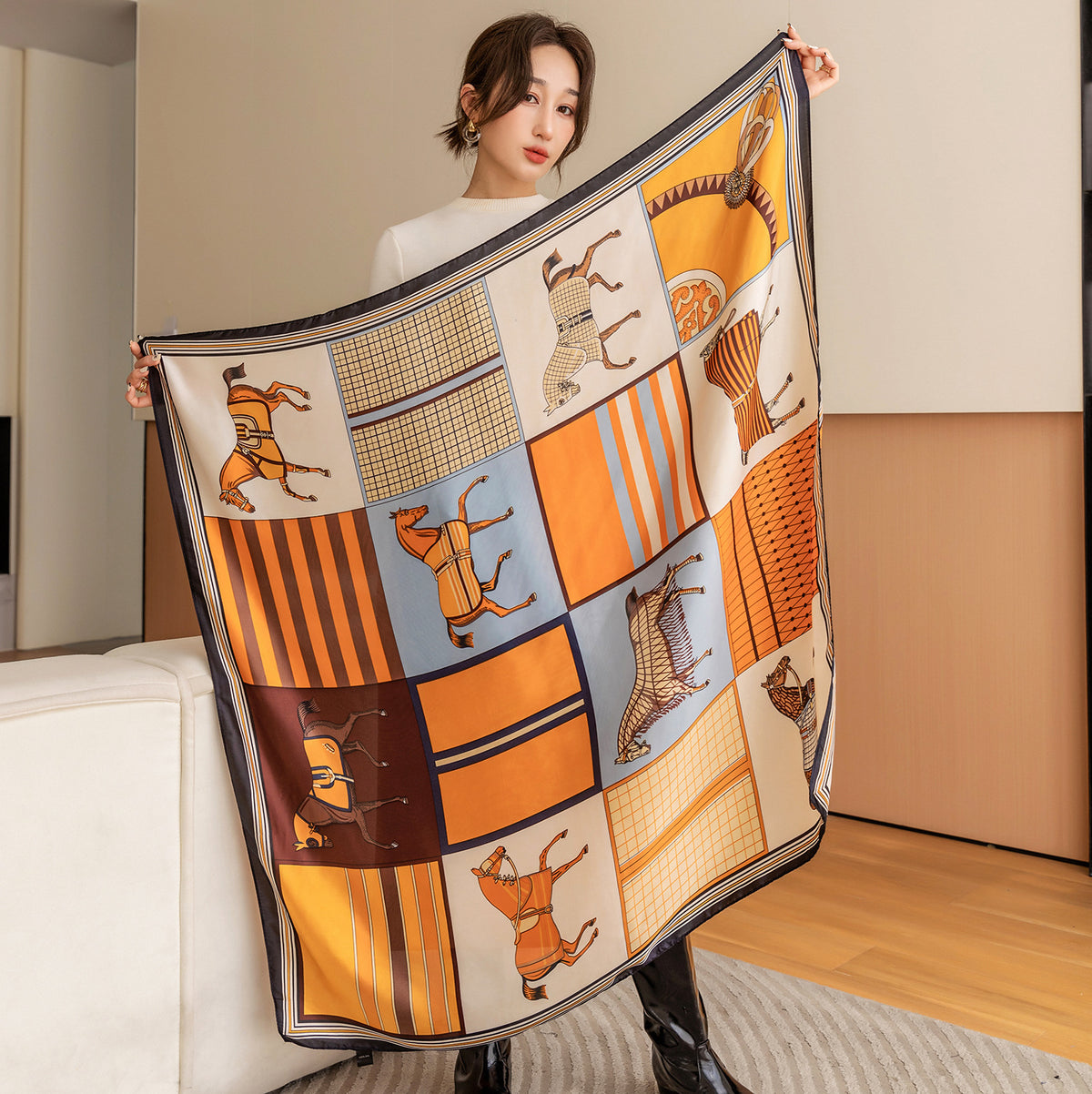 Exotic Print Square Scarf – Large 110 × 110 cm, 26 Designs