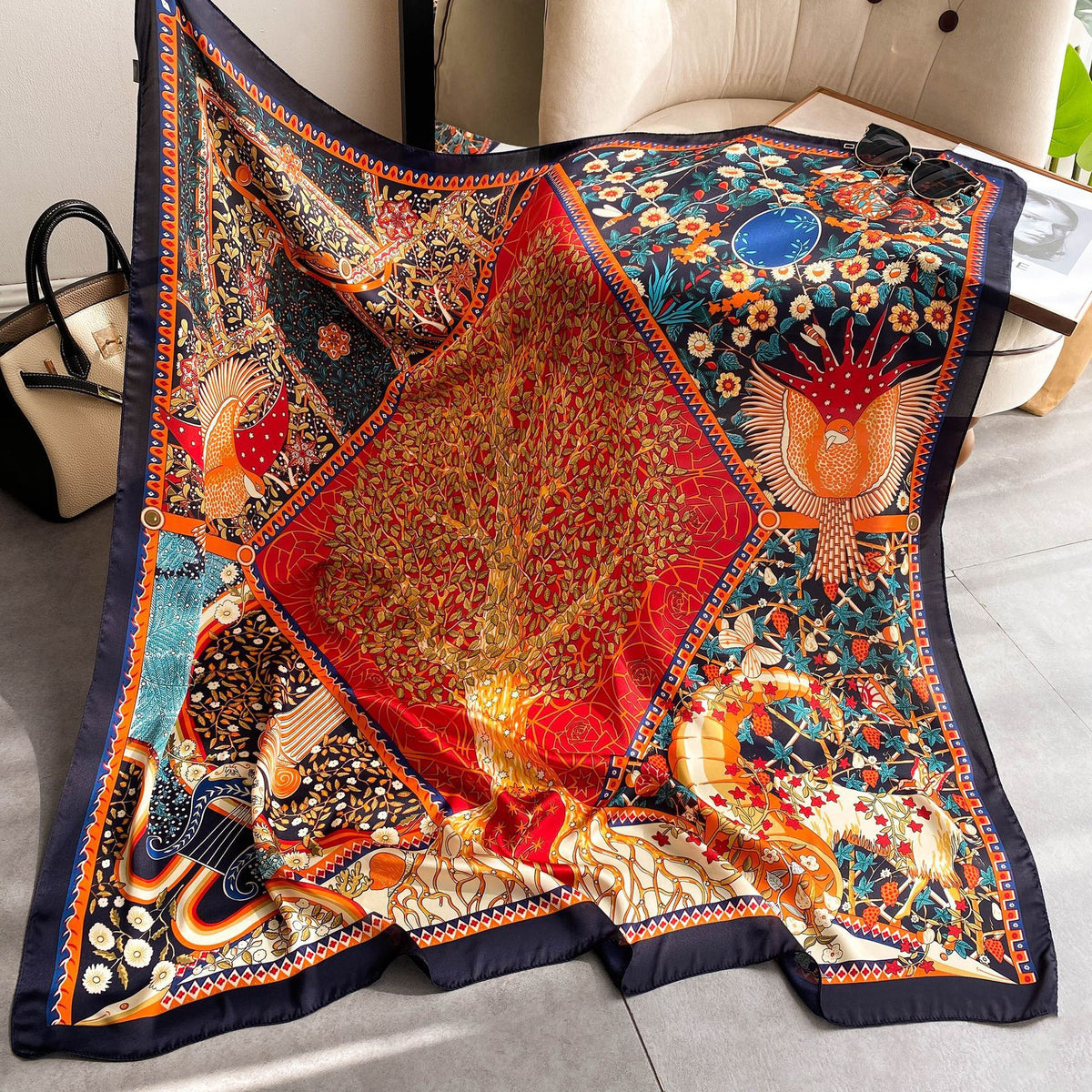 Exotic Print Square Scarf – Large 110 × 110 cm, 26 Designs