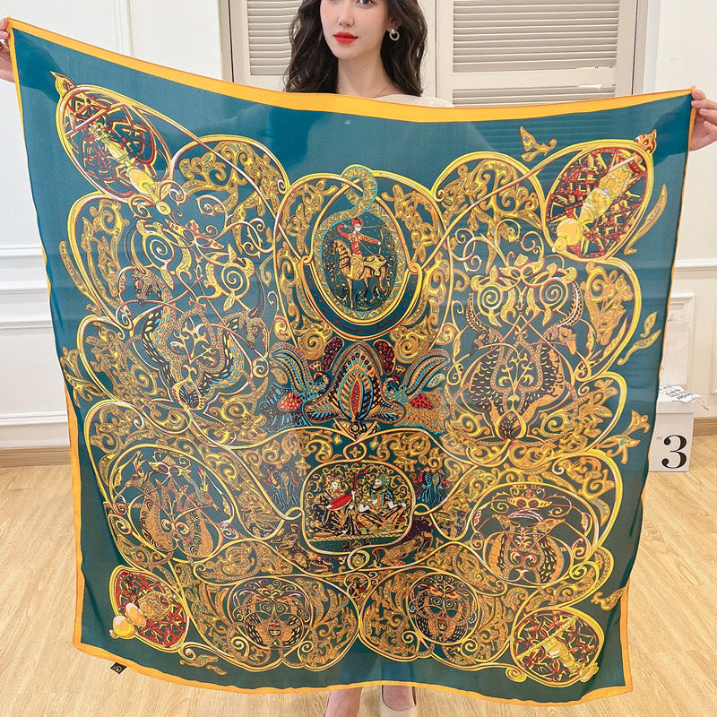 Exotic Print Square Scarf – Large 110 × 110 cm, 26 Designs