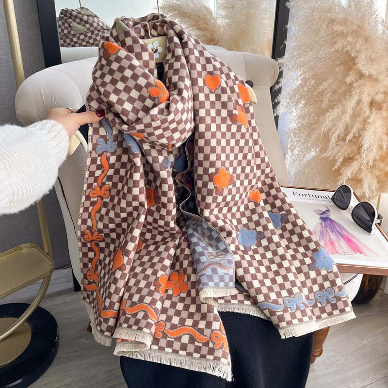 Floral Jacquard Double-Sided Scarf – Women's Shawl, 6 Colors