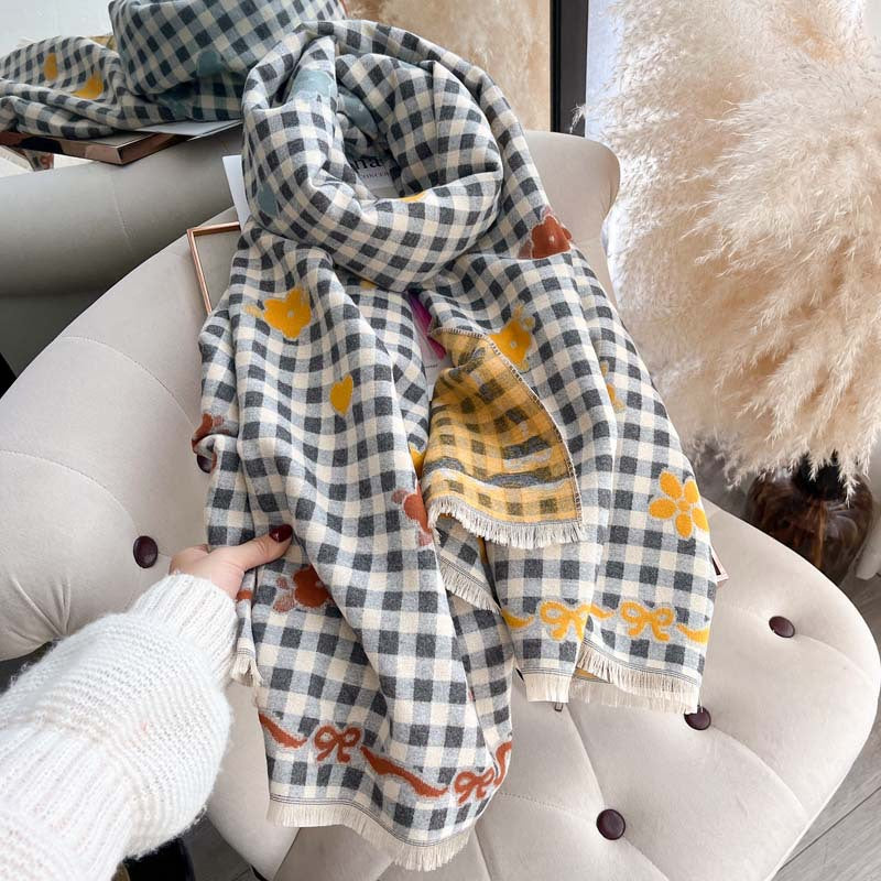 Floral Jacquard Double-Sided Scarf – Women's Shawl, 6 Colors