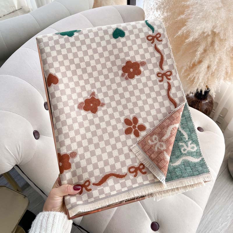Floral Jacquard Double-Sided Scarf – Women's Shawl, 6 Colors