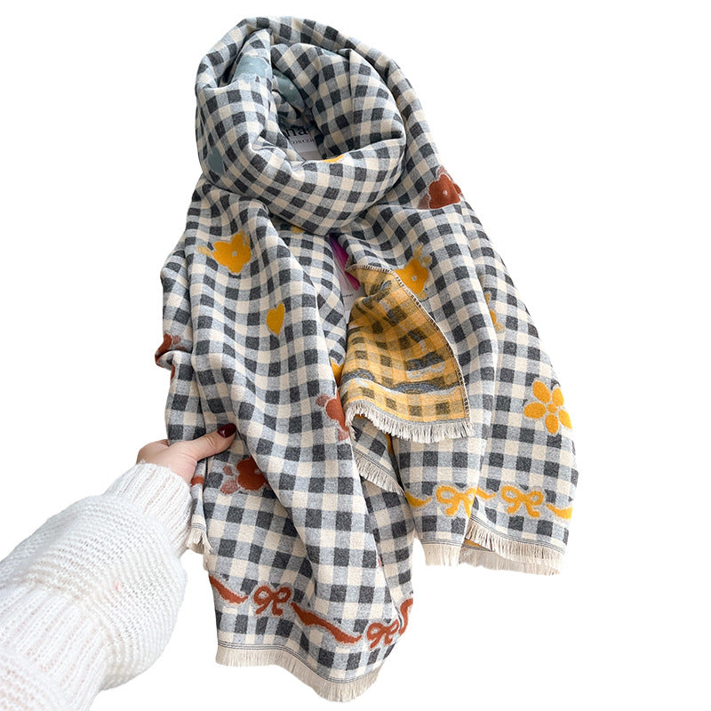 Floral Jacquard Double-Sided Scarf – Women's Shawl, 6 Colors