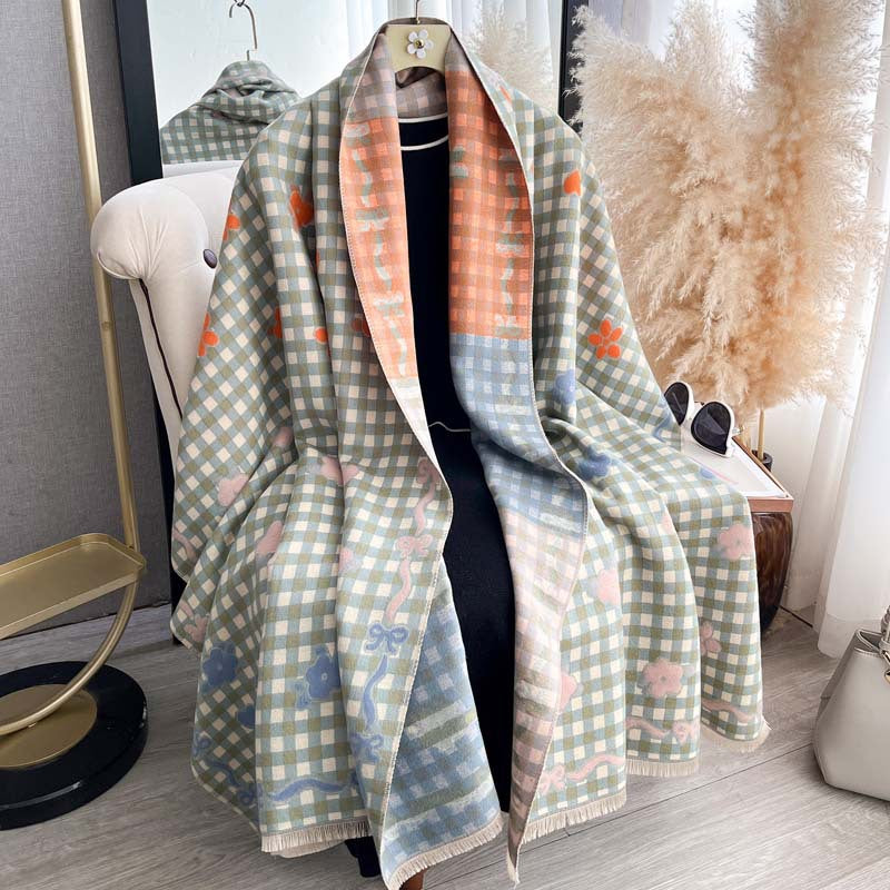 Floral Jacquard Double-Sided Scarf – Women's Shawl, 6 Colors
