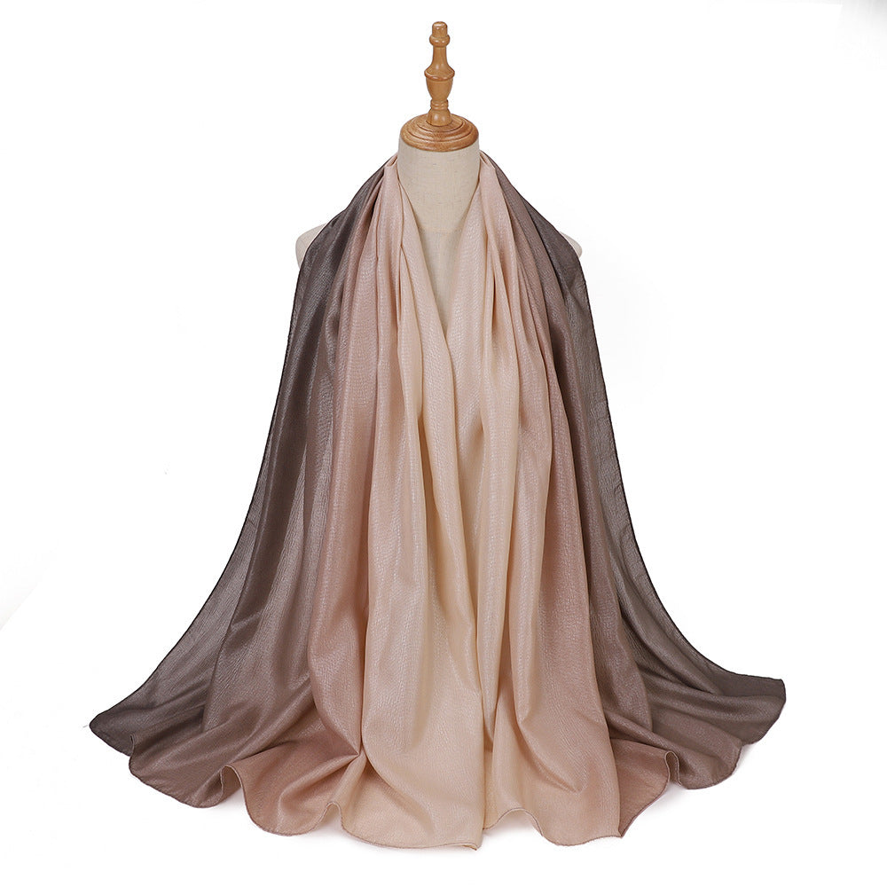 Gradient Knit Long Scarf & Headscarf – Ombre Wrap, 90 × 180 cm
