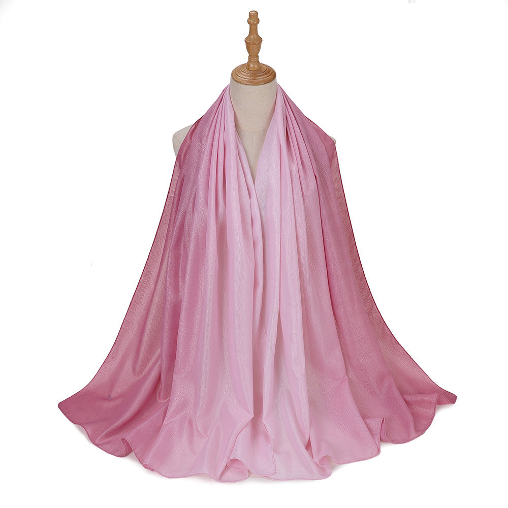 Gradient Knit Long Scarf & Headscarf – Ombre Wrap, 90 × 180 cm