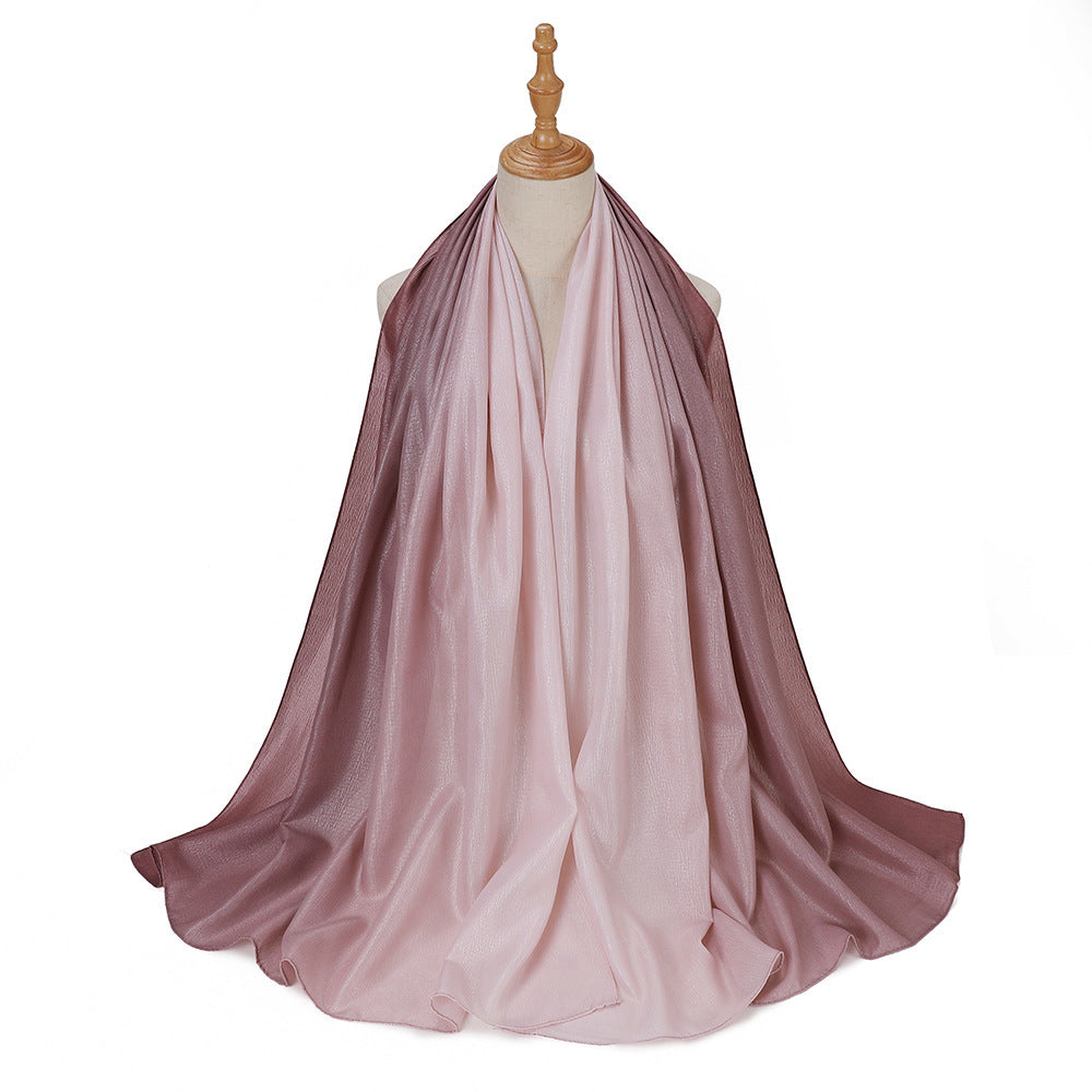 Gradient Knit Long Scarf & Headscarf – Ombre Wrap, 90 × 180 cm