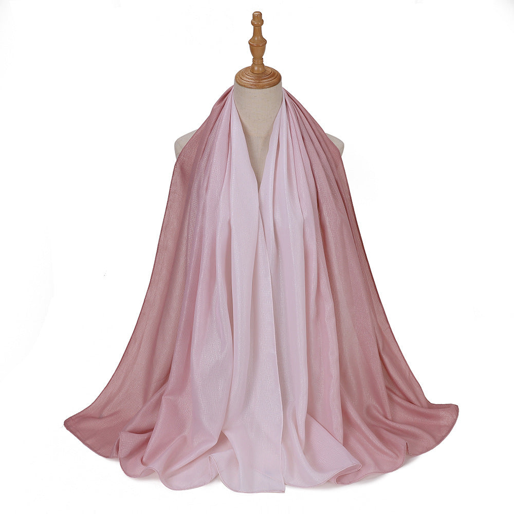 Gradient Knit Long Scarf & Headscarf – Ombre Wrap, 90 × 180 cm