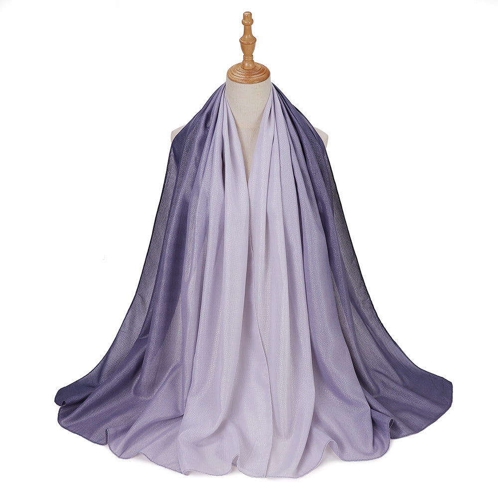 Gradient Knit Long Scarf & Headscarf – Ombre Wrap, 90 × 180 cm