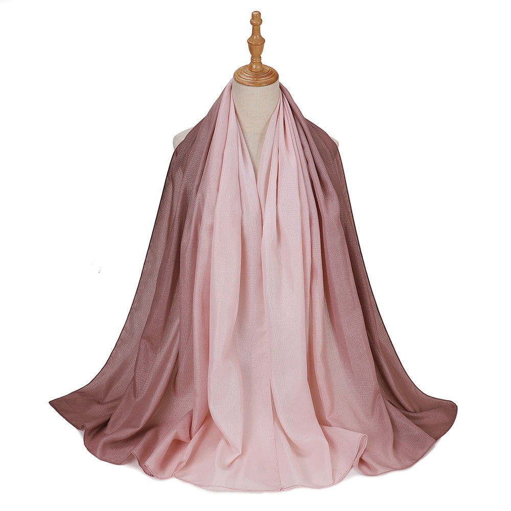 Gradient Knit Long Scarf & Headscarf – Ombre Wrap, 90 × 180 cm