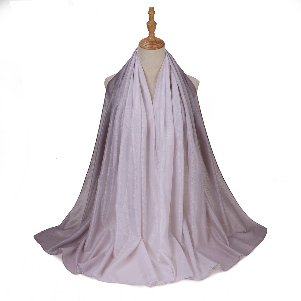 Gradient Knit Long Scarf & Headscarf – Ombre Wrap, 90 × 180 cm