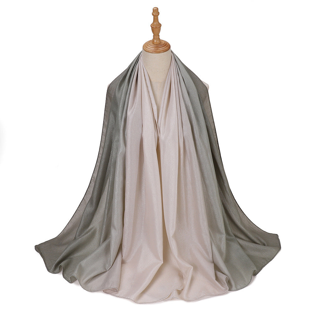 Gradient Knit Long Scarf & Headscarf – Ombre Wrap, 90 × 180 cm