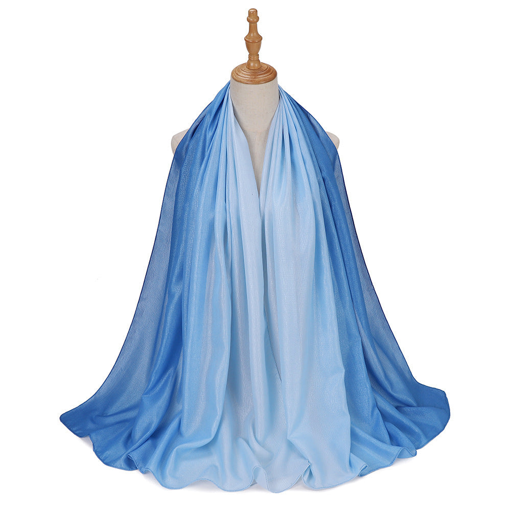 Gradient Knit Long Scarf & Headscarf – Ombre Wrap, 90 × 180 cm