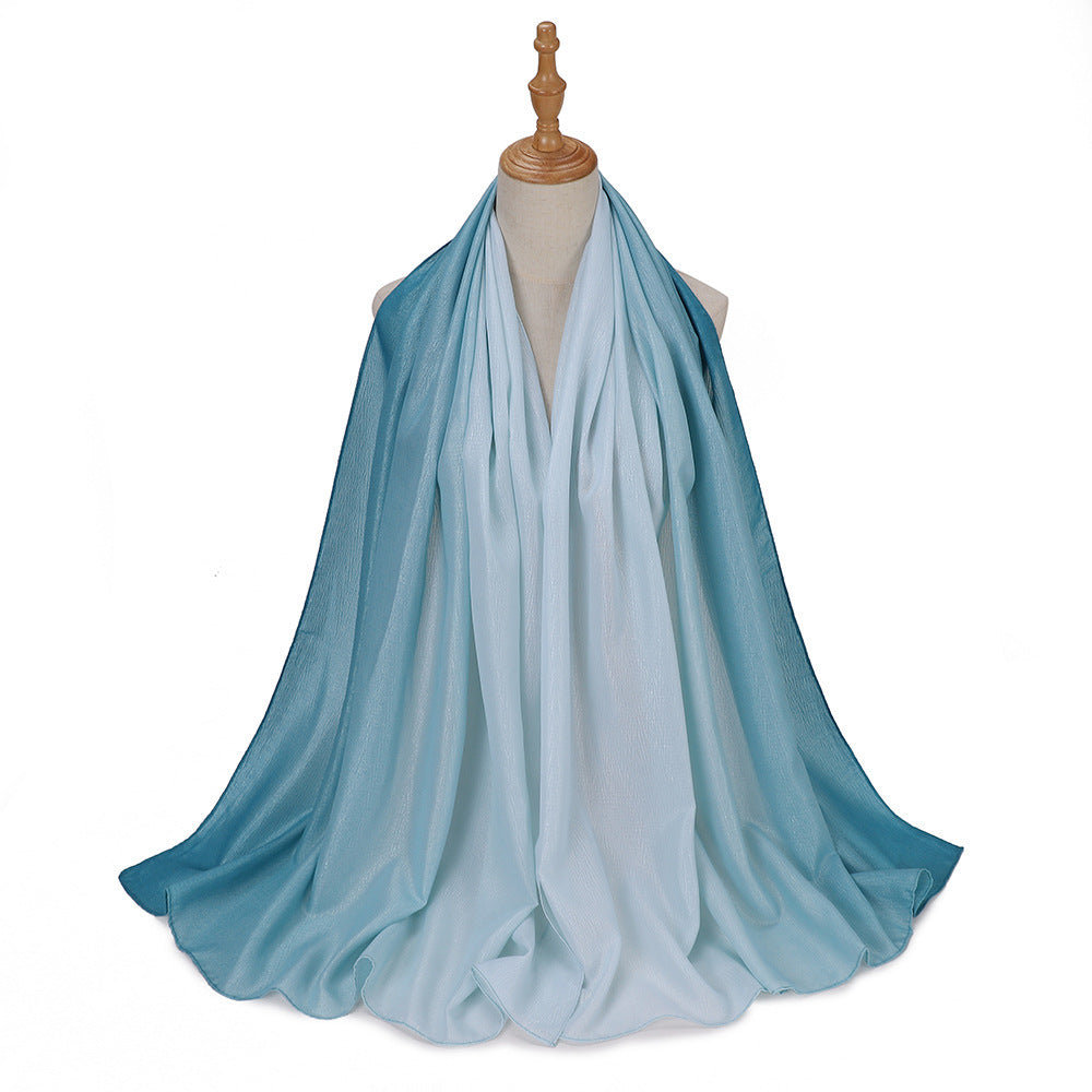Gradient Knit Long Scarf & Headscarf – Ombre Wrap, 90 × 180 cm