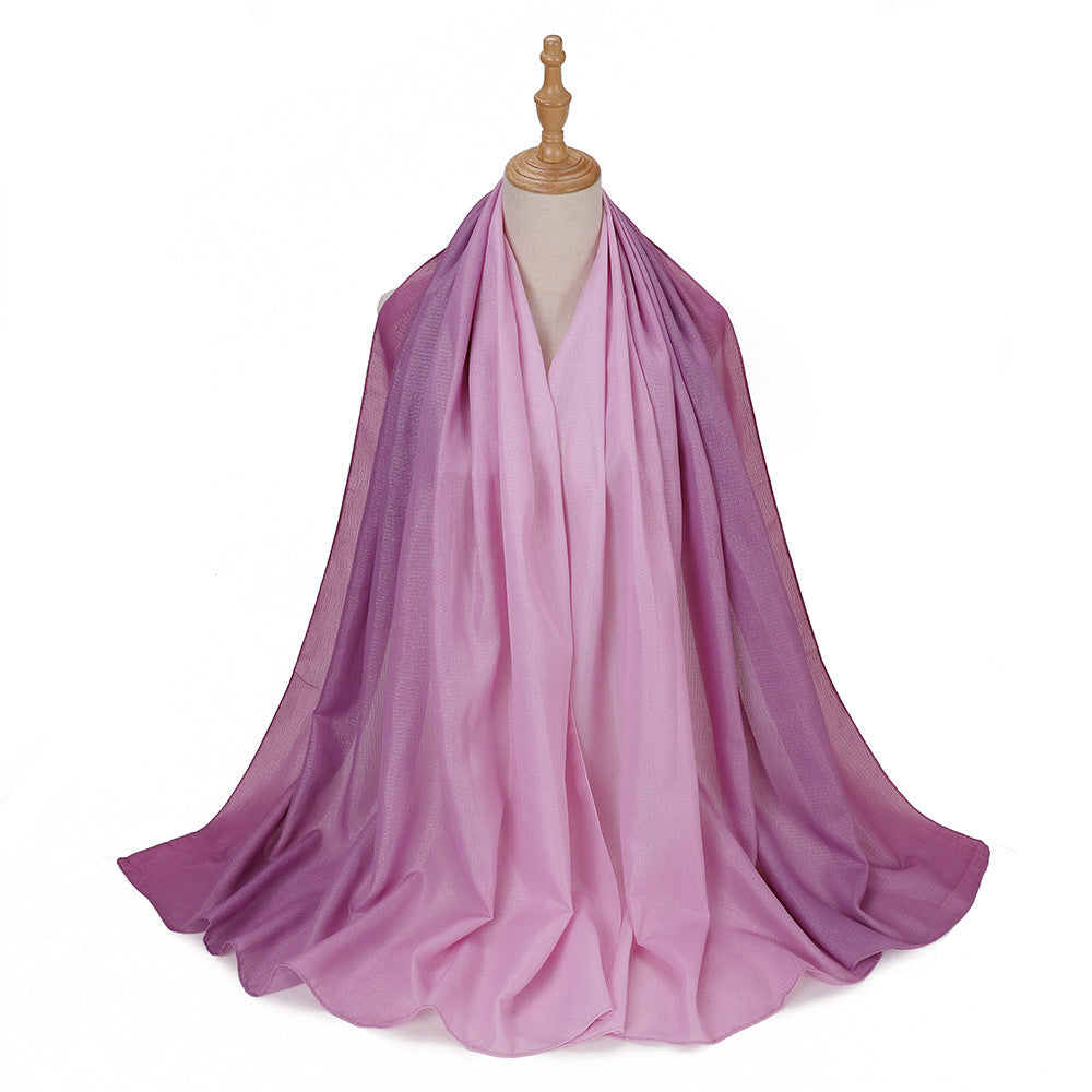 Gradient Knit Long Scarf & Headscarf – Ombre Wrap, 90 × 180 cm