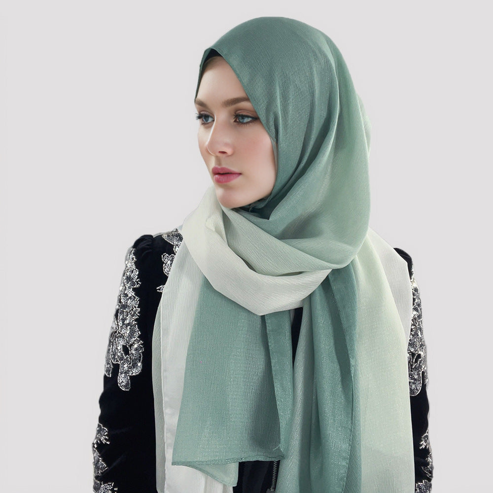 Gradient Knit Long Scarf & Headscarf – Ombre Wrap, 90 × 180 cm
