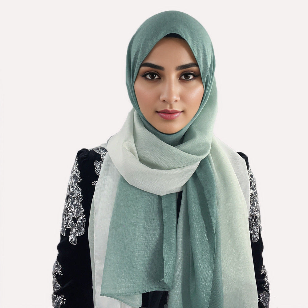 Gradient Knit Long Scarf & Headscarf – Ombre Wrap, 90 × 180 cm