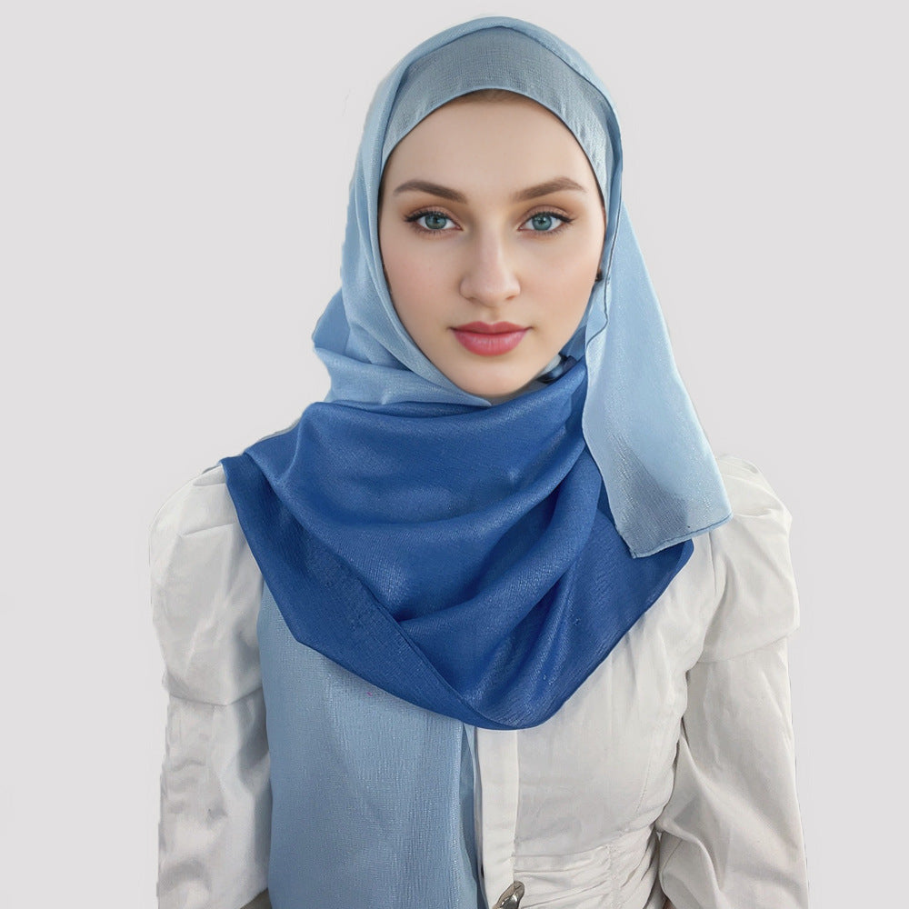 Gradient Knit Long Scarf & Headscarf – Ombre Wrap, 90 × 180 cm
