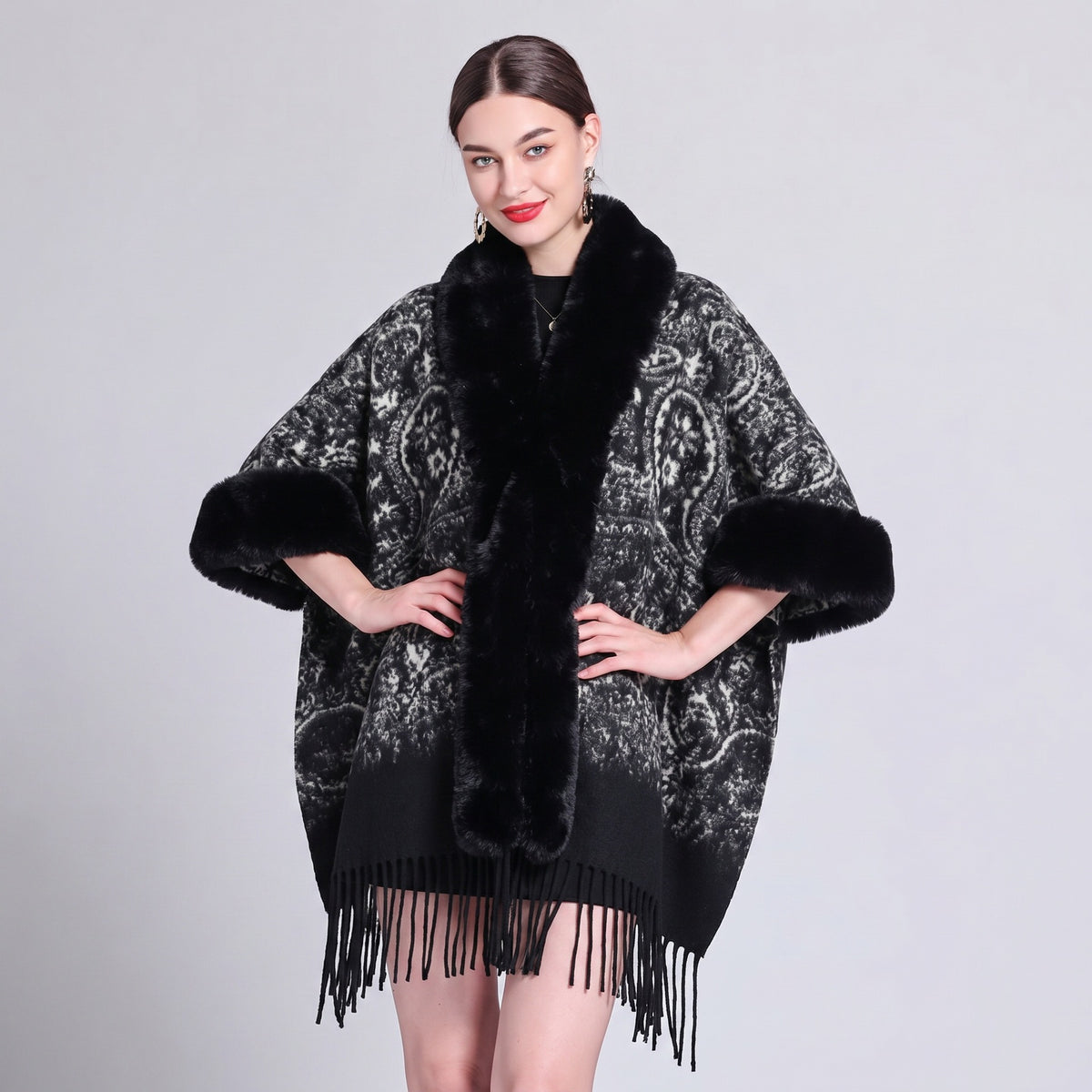 Knit Tassel Scarf Shawl – Plaid, Leopard & Solid Patterns, 110 × 150 cm