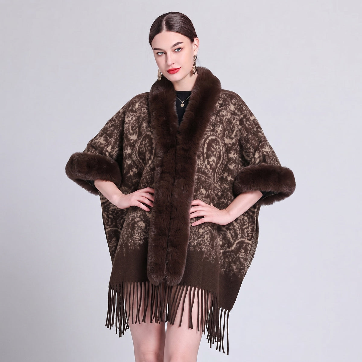 Knit Tassel Scarf Shawl – Plaid, Leopard & Solid Patterns, 110 × 150 cm