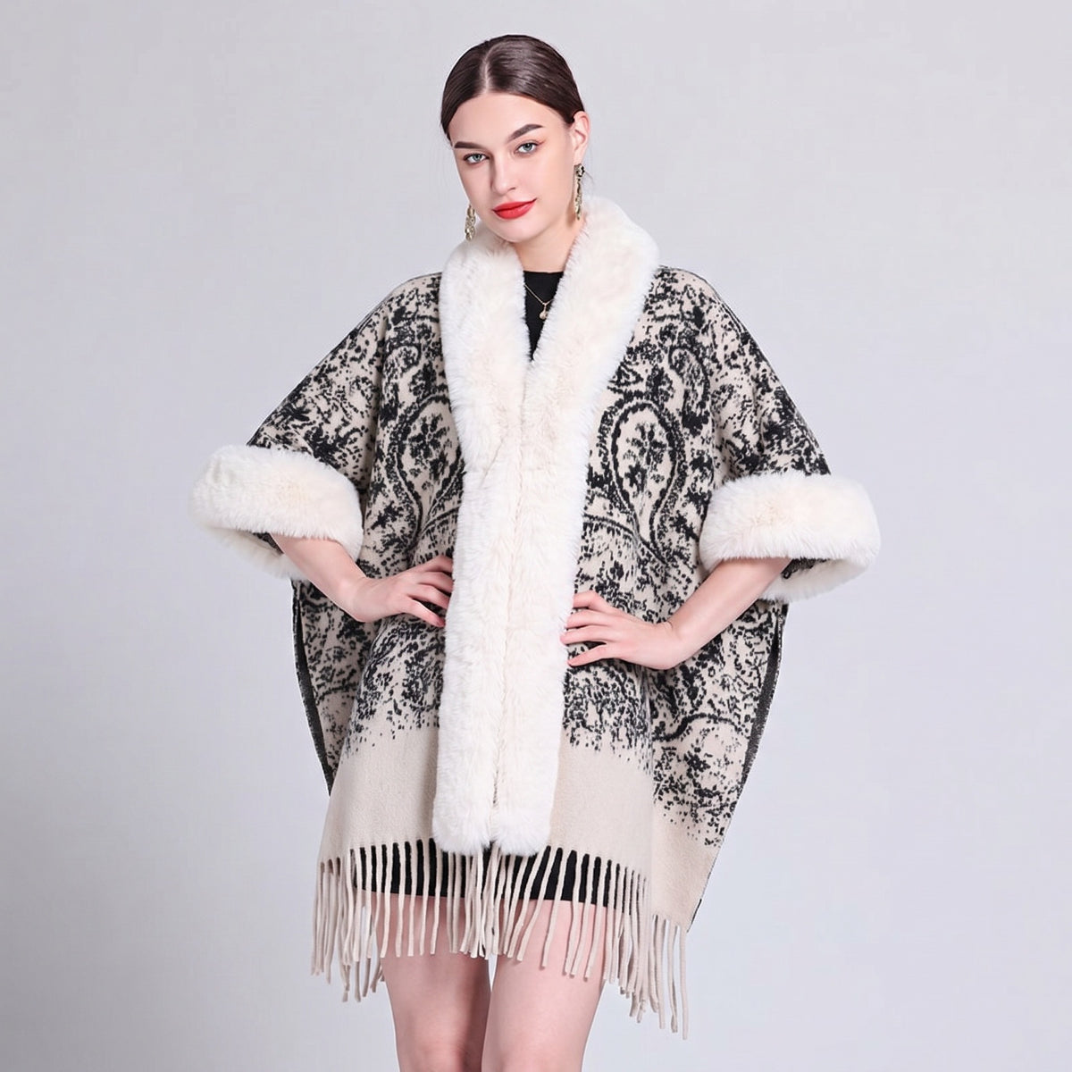 Knit Tassel Scarf Shawl – Plaid, Leopard & Solid Patterns, 110 × 150 cm