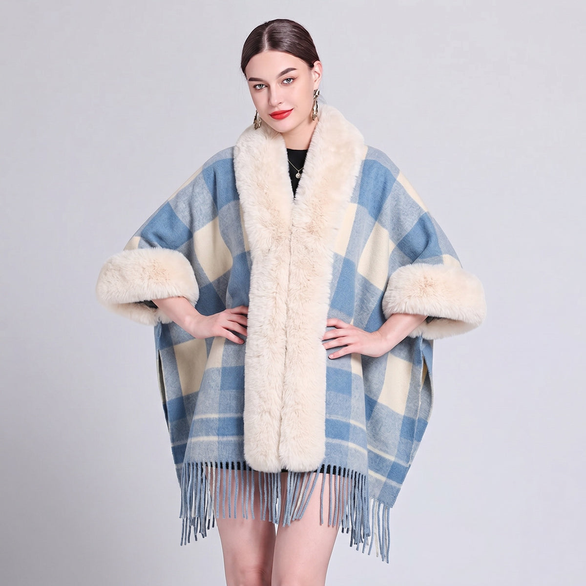 Knit Tassel Scarf Shawl – Plaid, Leopard & Solid Patterns, 110 × 150 cm