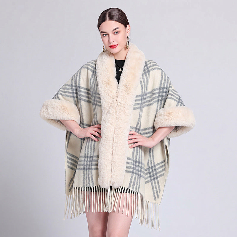 Knit Tassel Scarf Shawl – Plaid, Leopard & Solid Patterns, 110 × 150 cm