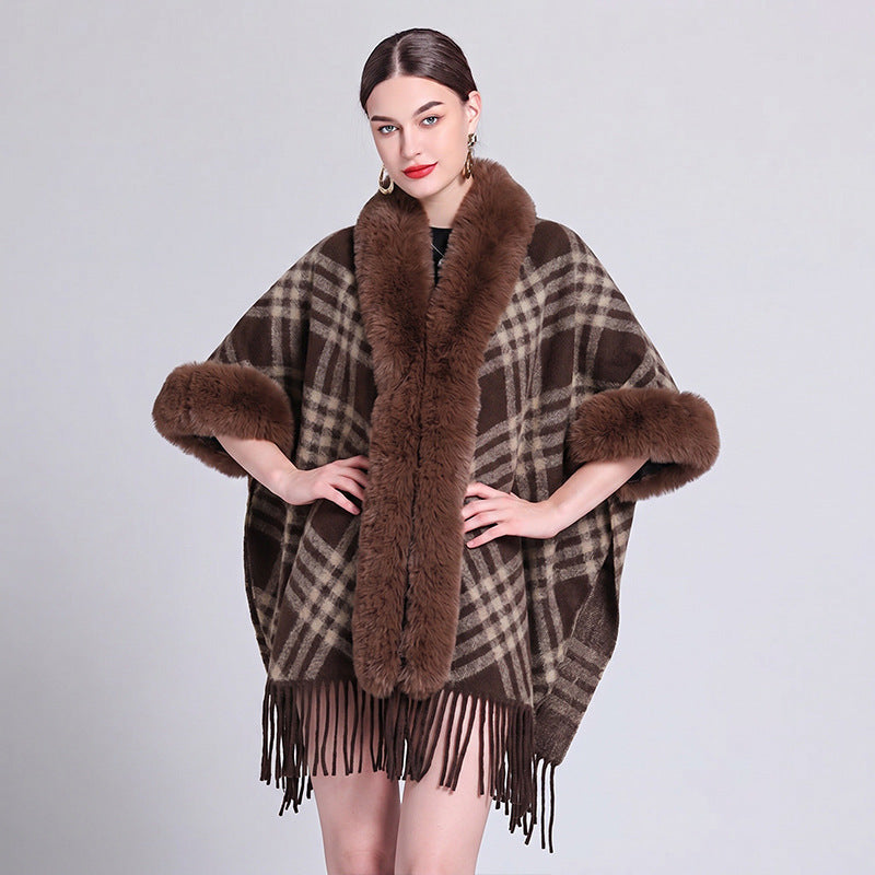 Knit Tassel Scarf Shawl – Plaid, Leopard & Solid Patterns, 110 × 150 cm