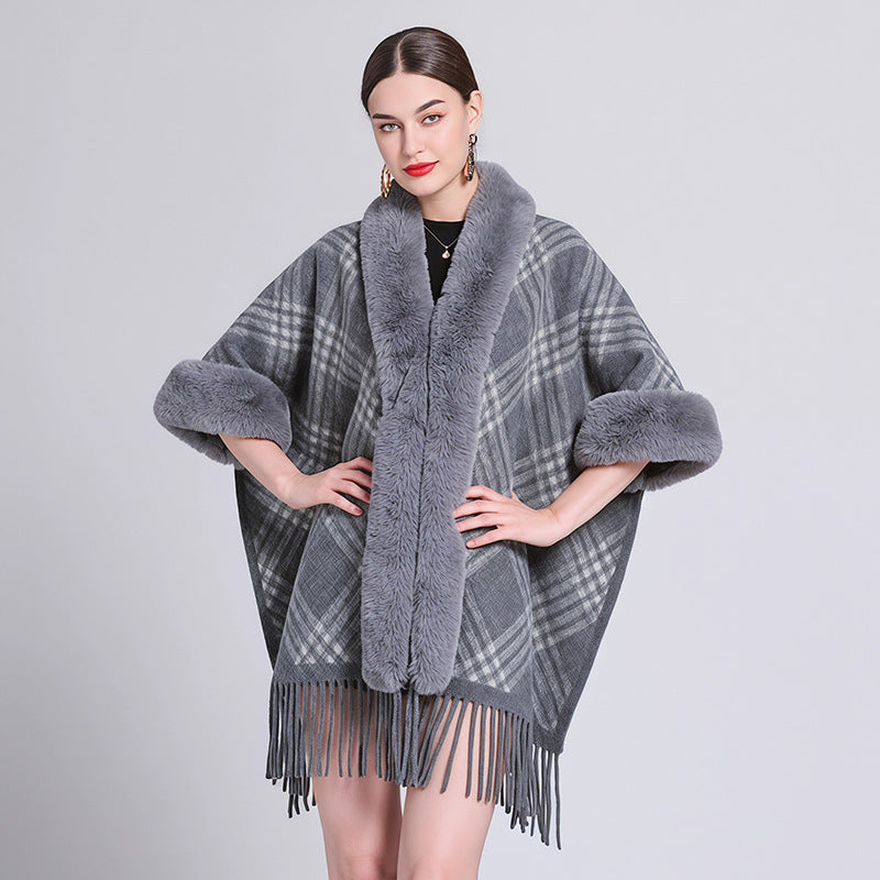 Knit Tassel Scarf Shawl – Plaid, Leopard & Solid Patterns, 110 × 150 cm