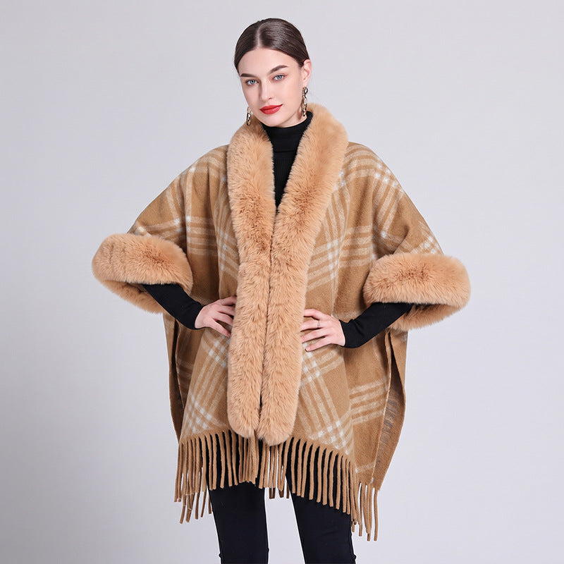 Knit Tassel Scarf Shawl – Plaid, Leopard & Solid Patterns, 110 × 150 cm