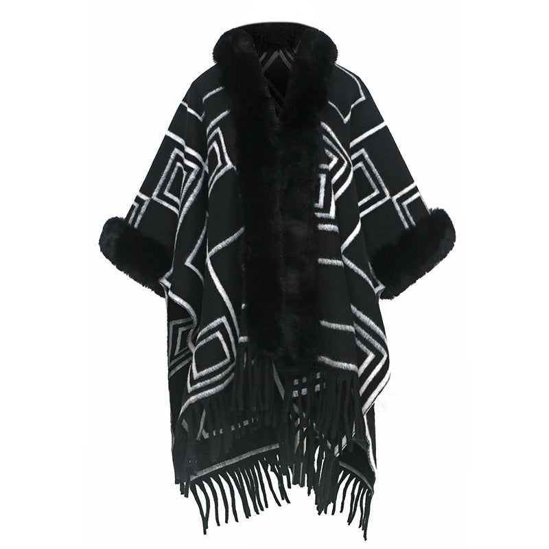 Knit Tassel Scarf Shawl – Plaid, Leopard & Solid Patterns, 110 × 150 cm