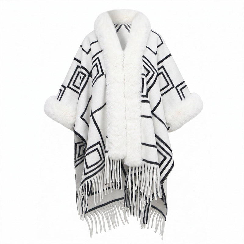 Knit Tassel Scarf Shawl – Plaid, Leopard & Solid Patterns, 110 × 150 cm