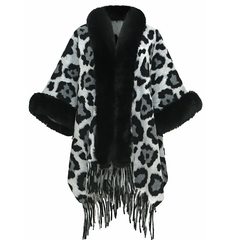 Knit Tassel Scarf Shawl – Plaid, Leopard & Solid Patterns, 110 × 150 cm