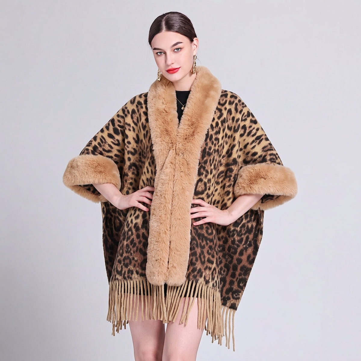 Knit Tassel Scarf Shawl – Plaid, Leopard & Solid Patterns, 110 × 150 cm