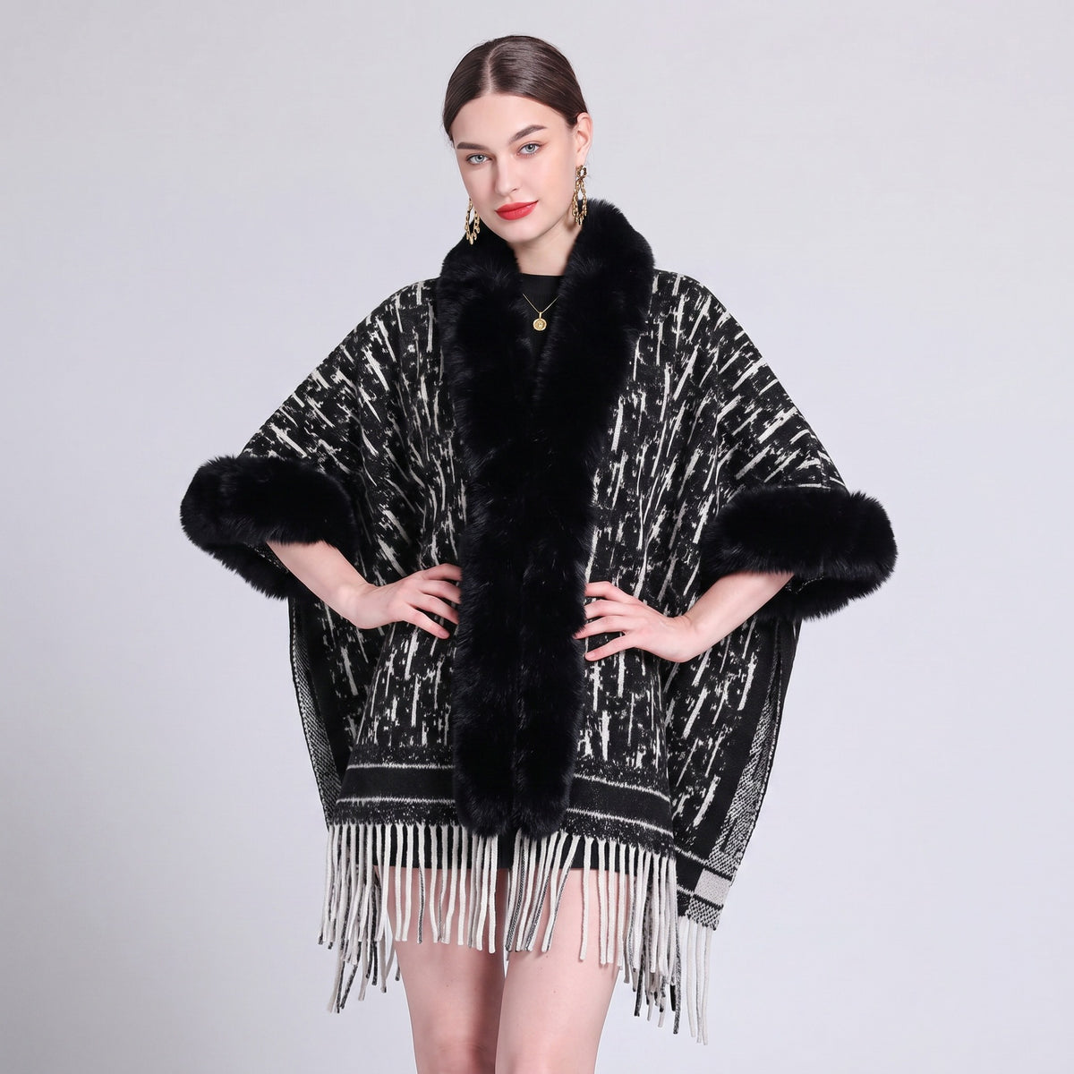 Knit Tassel Scarf Shawl – Plaid, Leopard & Solid Patterns, 110 × 150 cm