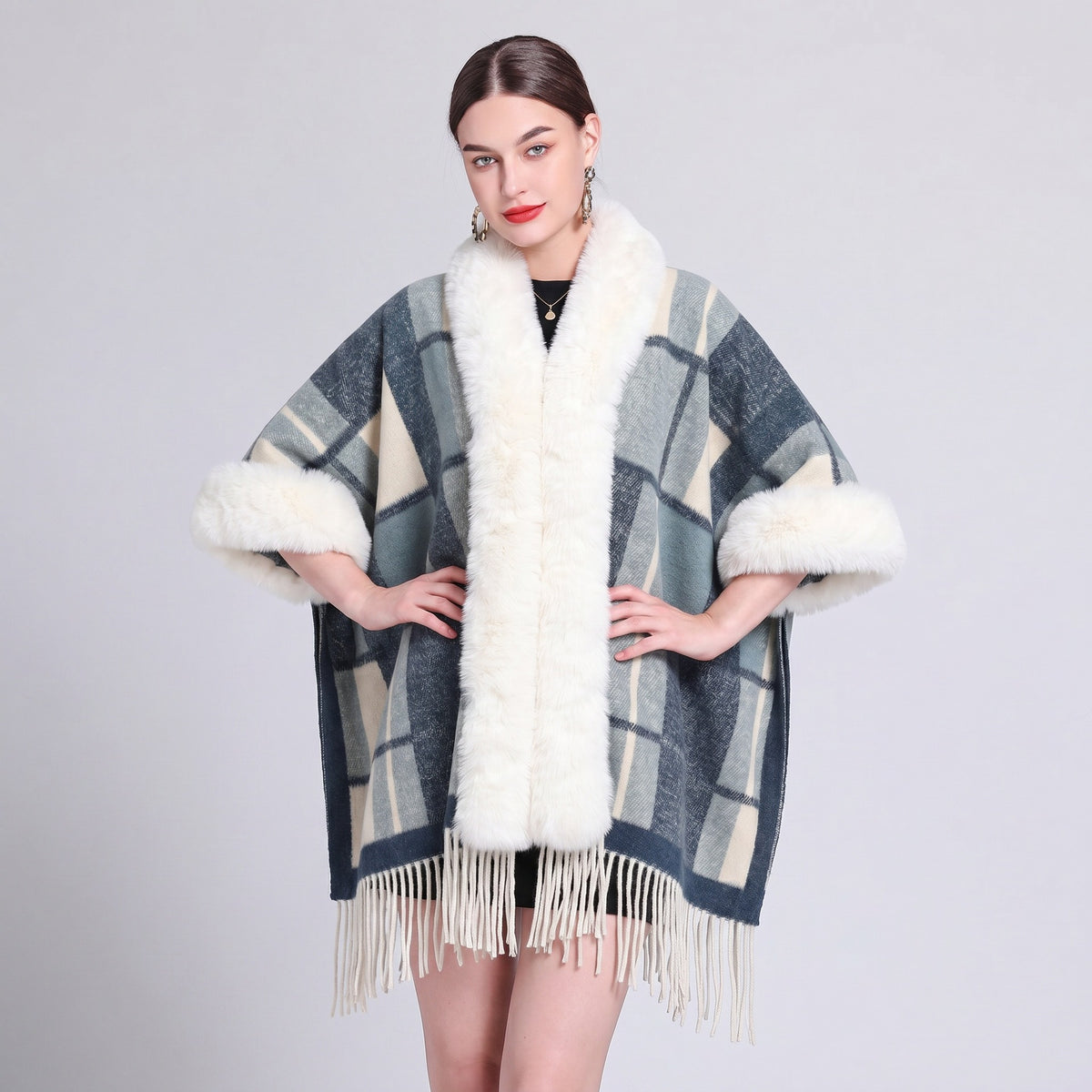 Knit Tassel Scarf Shawl – Plaid, Leopard & Solid Patterns, 110 × 150 cm