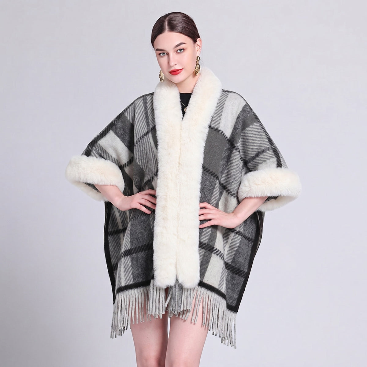 Knit Tassel Scarf Shawl – Plaid, Leopard & Solid Patterns, 110 × 150 cm