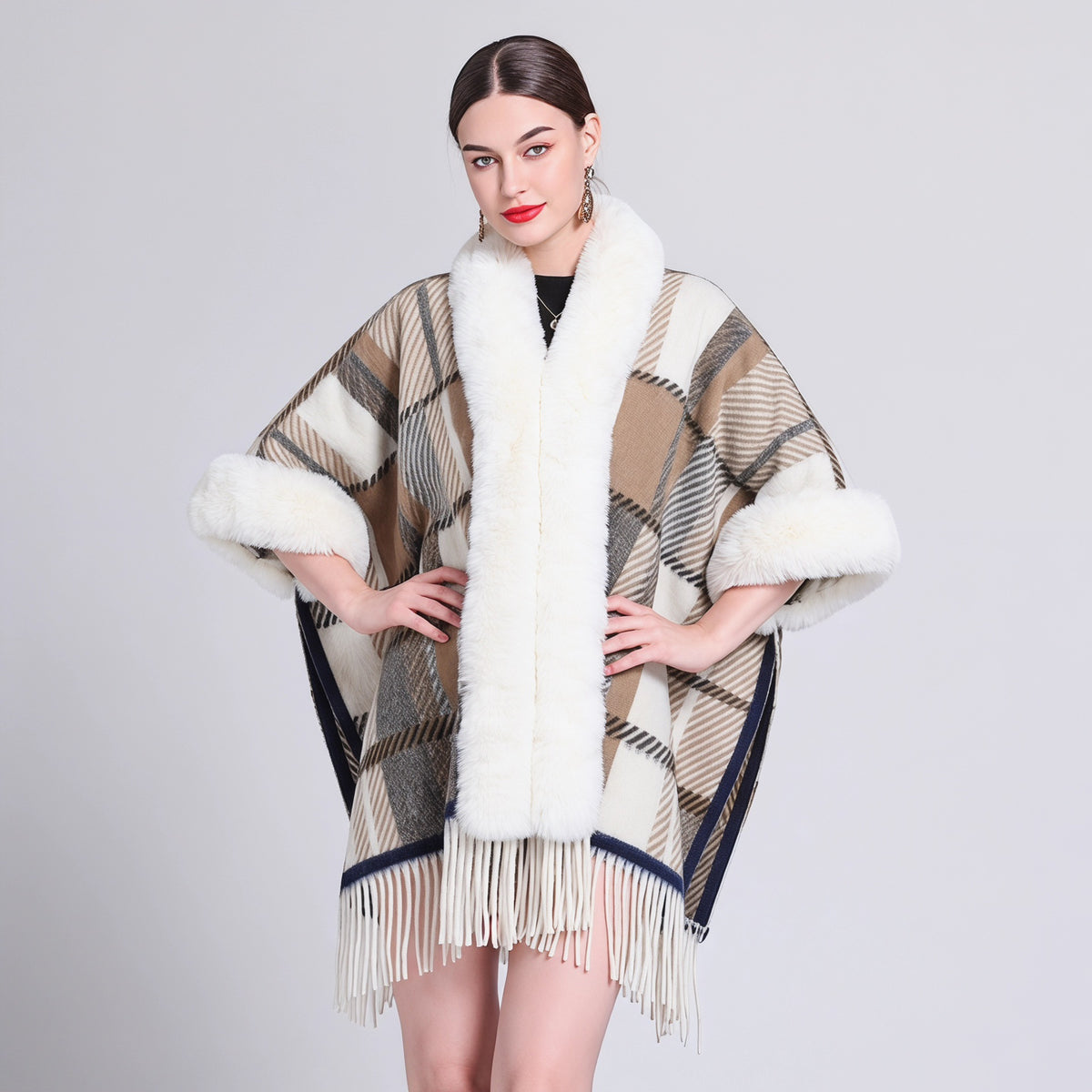 Knit Tassel Scarf Shawl – Plaid, Leopard & Solid Patterns, 110 × 150 cm