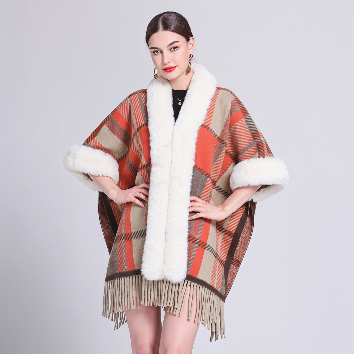 Knit Tassel Scarf Shawl – Plaid, Leopard & Solid Patterns, 110 × 150 cm