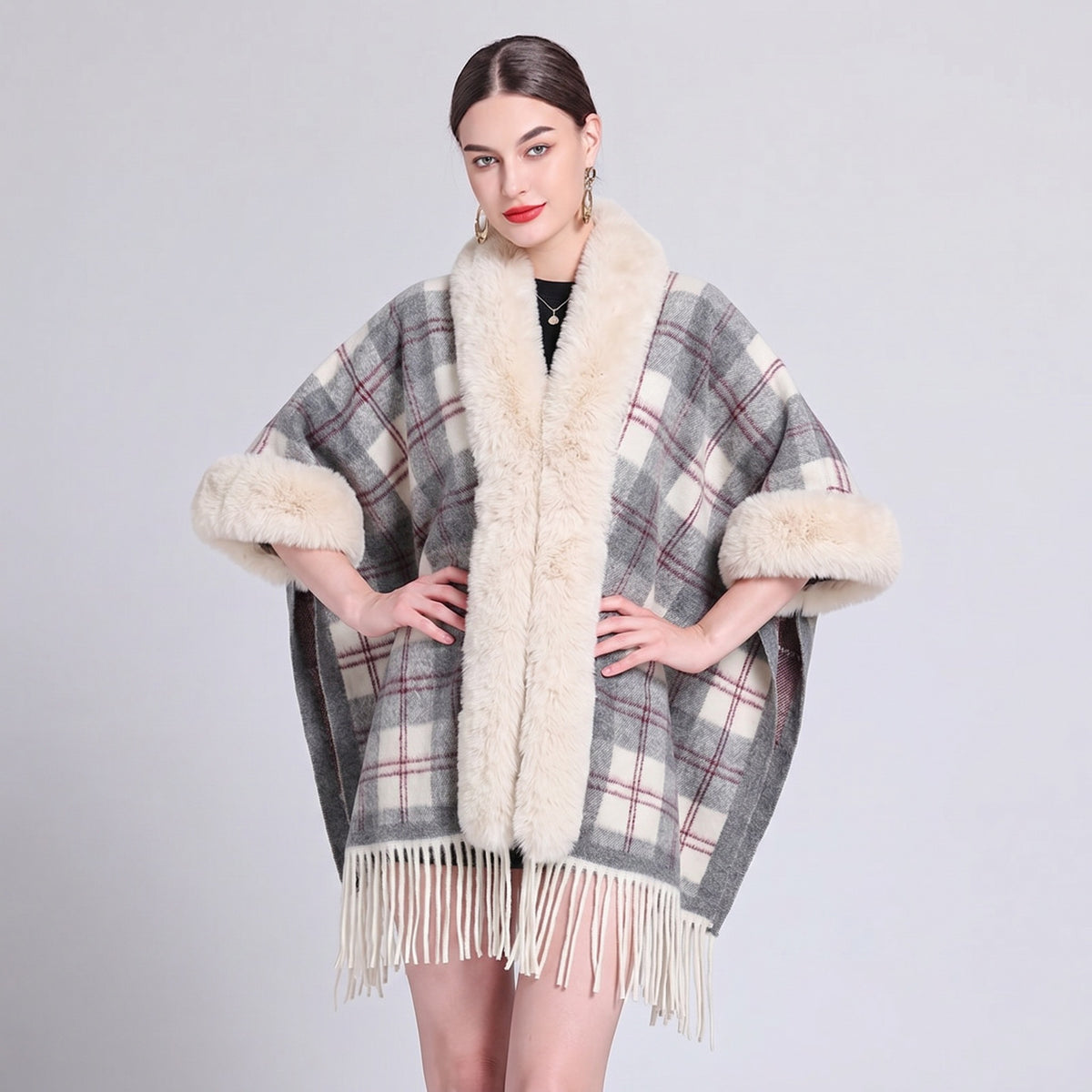 Knit Tassel Scarf Shawl – Plaid, Leopard & Solid Patterns, 110 × 150 cm