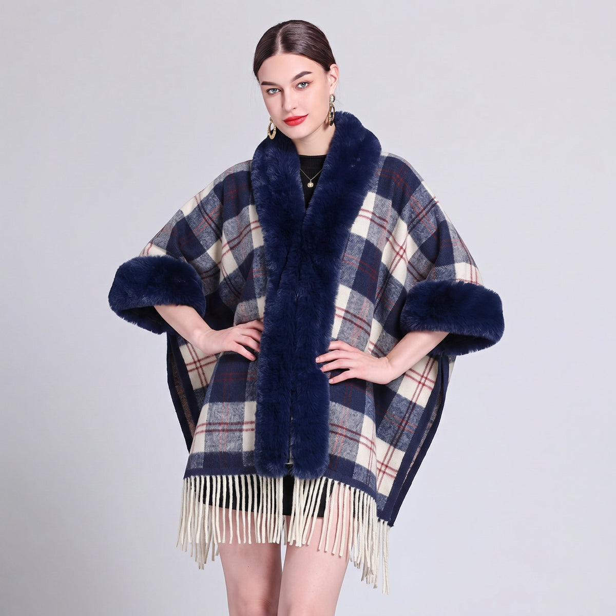 Knit Tassel Scarf Shawl – Plaid, Leopard & Solid Patterns, 110 × 150 cm